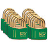 Brass Padlocks, Green, KD - Keyed Differently, Brass, 21.08 mm, 12 Piece / Box